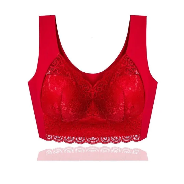 Elegant Lace Lift-up Plus Size Wireless Breathable Vest Bra