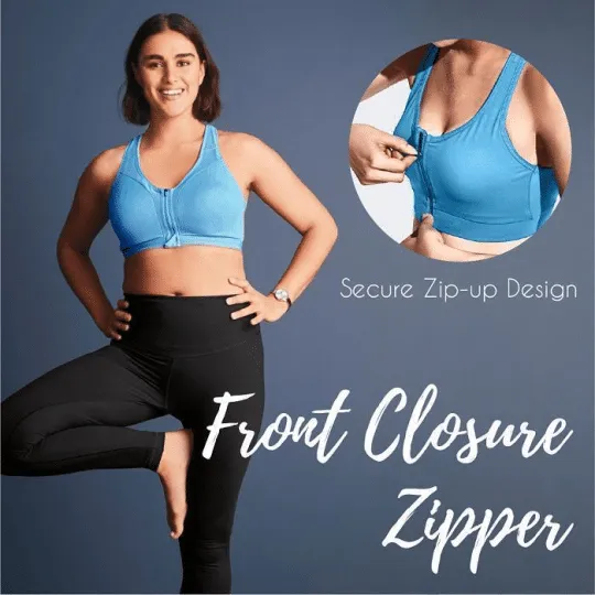 Wireless Support Super Tight Impact Resistant Zipper Sports Bra