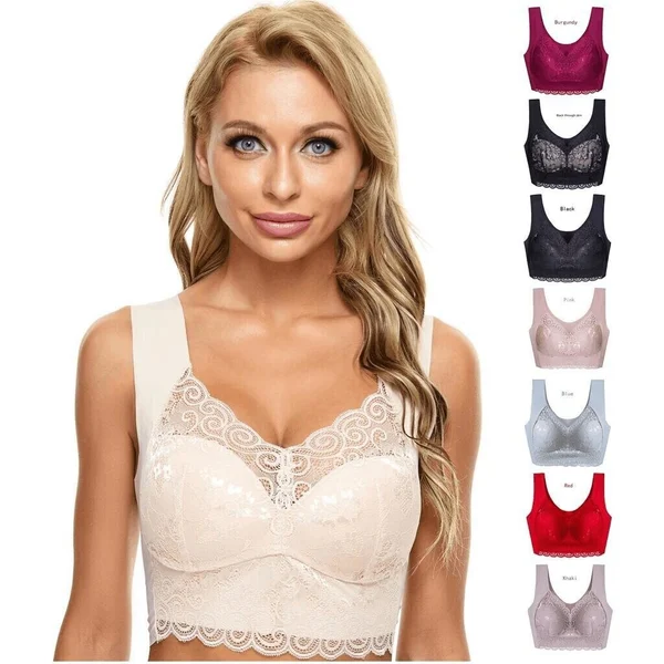 Elegant Lace Lift-up Plus Size Wireless Breathable Vest Bra