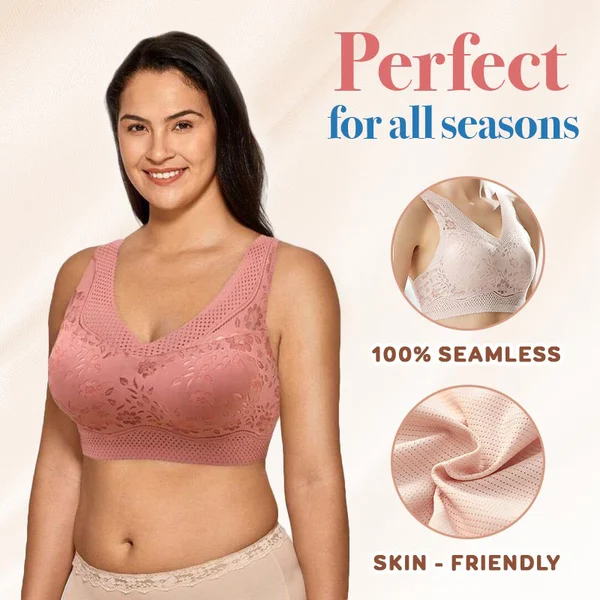 SEAMLESS PLUS SIZE LACE PUSH UP V NECK LOW BACK BRA