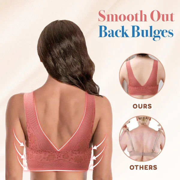 SEAMLESS PLUS SIZE LACE PUSH UP V NECK LOW BACK BRA