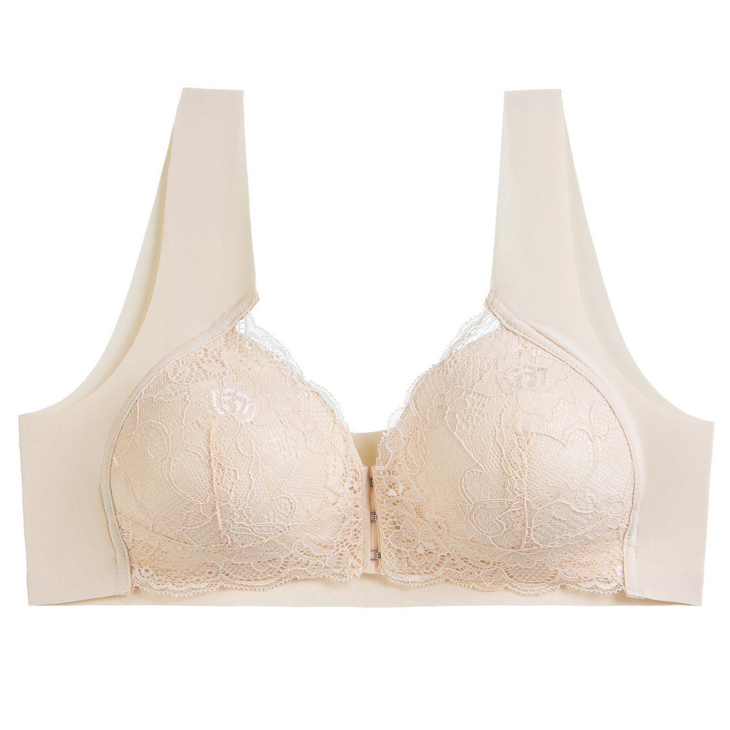 Front closure seamless lace bra