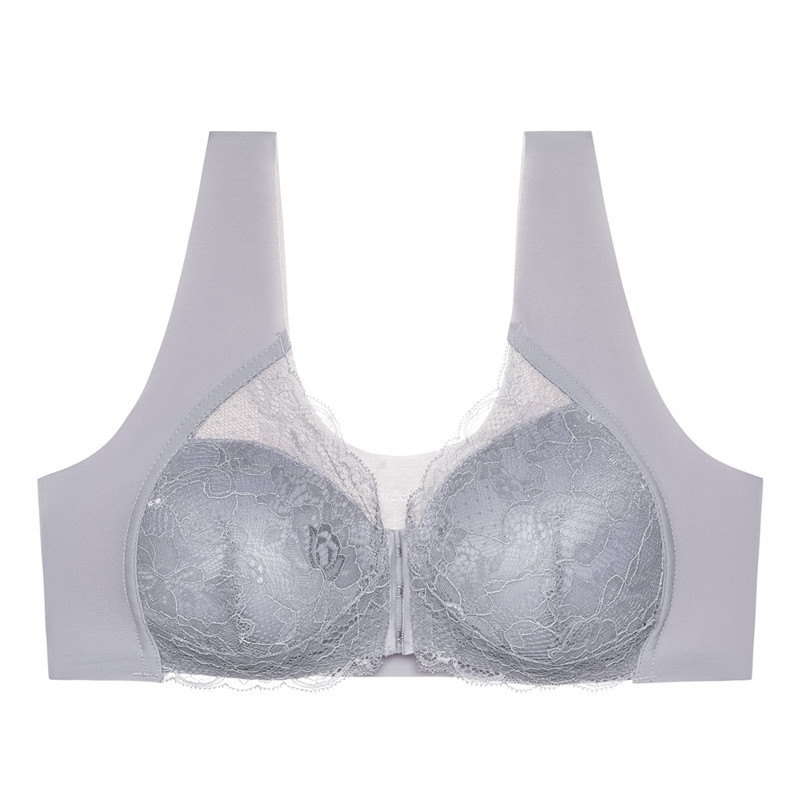 Front closure seamless lace bra