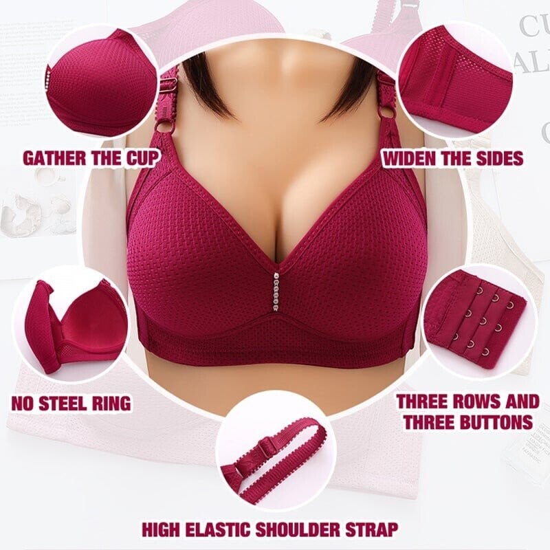 (🎁2024 New Year Hot Sale🎁)🔥Plus Size Bra Women Underwear Wire Free Comfort  Soft Breathable🔥