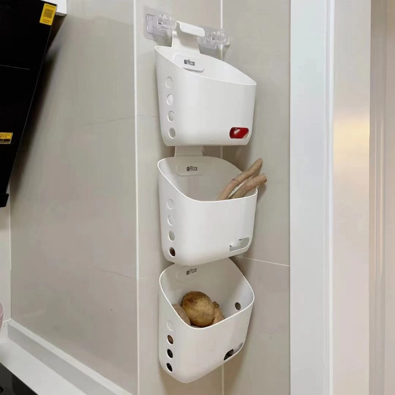 Wall-Mounted Multi-functional Basket: Bathroom and Kitchen Organizer