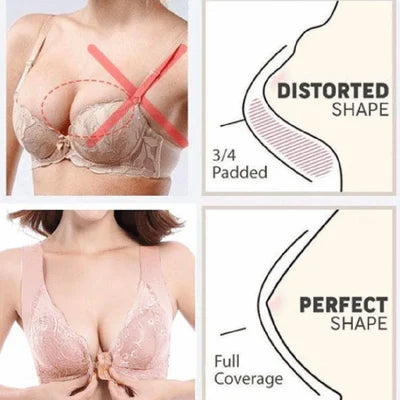 Front closure seamless lace bra